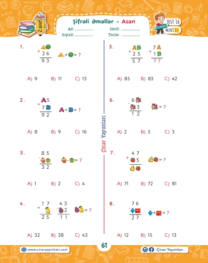 2-ci sinif Beyin Gimnatikası Rəqəmli Məntiq